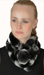 Rabbit fur neck scarf with bobble